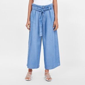 Zara Tencel Basic Denim 100% Lyocell Wide Leg Pants XS